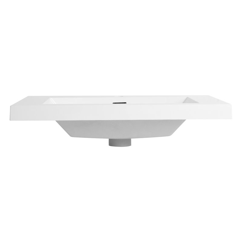 Évier en résine blanc brillant 30 po pour salle de bain - et magnifique évier de style design, durable