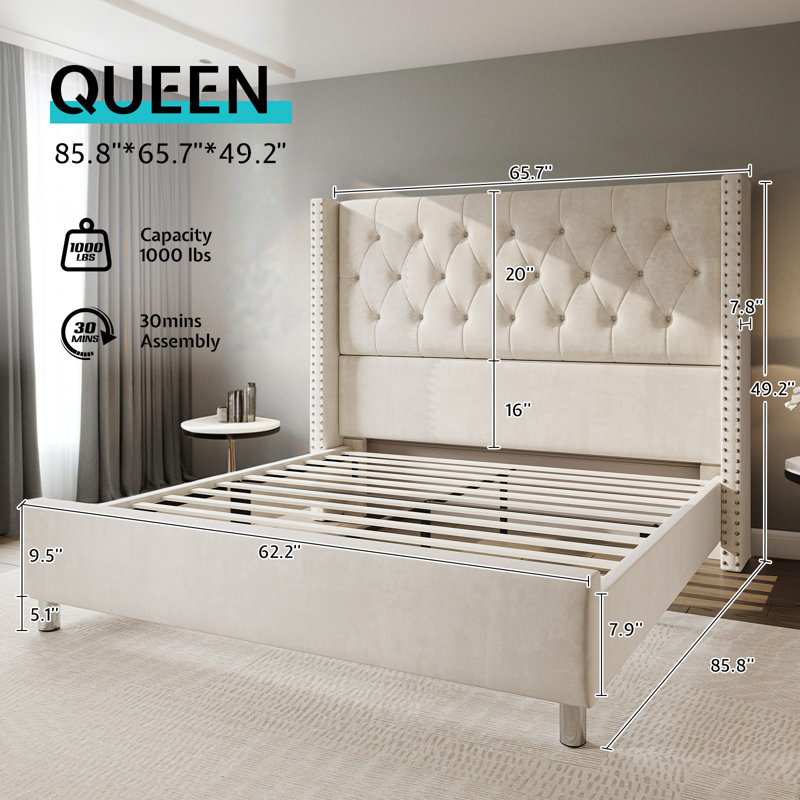 Occoquan Upholstered Wingback Bed