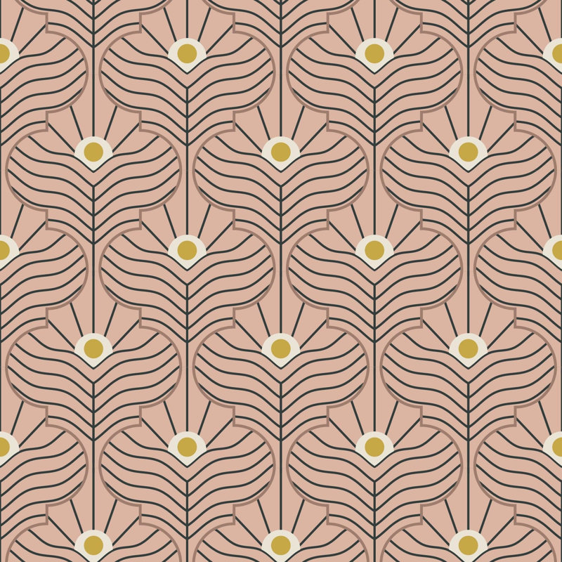 Moroccan Peacock 10' L x 24" W Wallpaper Roll, Non-pasted, Faux Grasscloth, Peach
