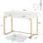 40” White And Gold Computer Desk With 2 Drawers