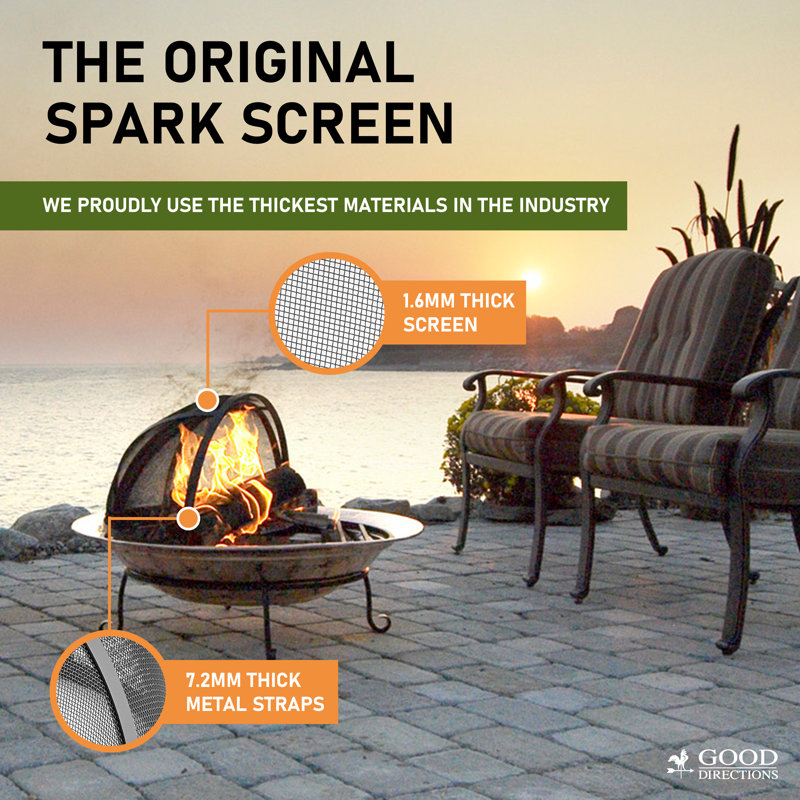 Medium Black Powder-Coated Steel Mesh Fire Pit Spark Screen