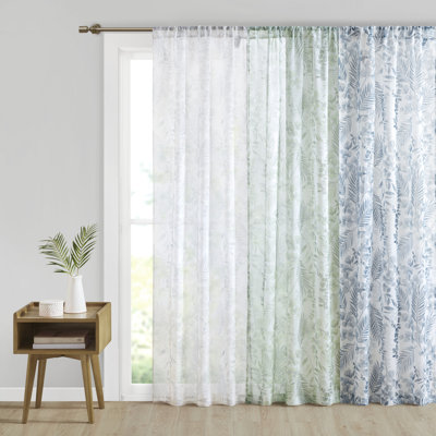  Botanical Printed Texture Sheer Window Pair