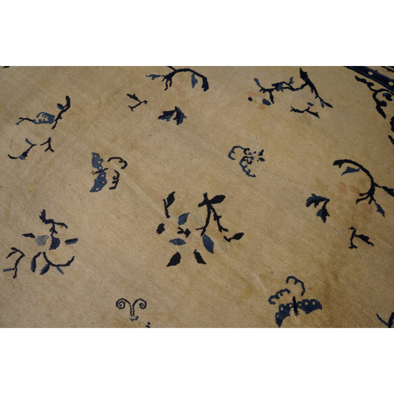 Antique Peking Chinese Allover Medallion Knotted Rug