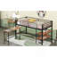Lit mezzanine simple en métal avec bureau et tablettes, noir-119382861