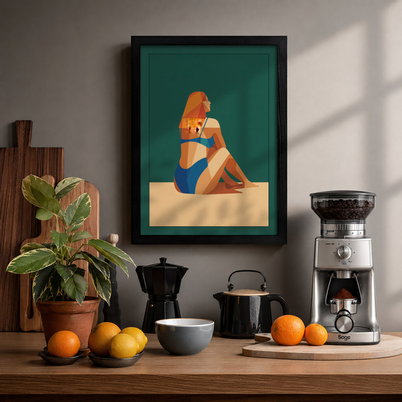 Solitude By The Shore Coastal - Print, Black, A3 - 42.0 x 29.7 cm