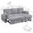 91" Convertible Sleeper Sectional Sofa with Pull-Out Bed, Storage Armrest, and Storage Chaise-1428270901
