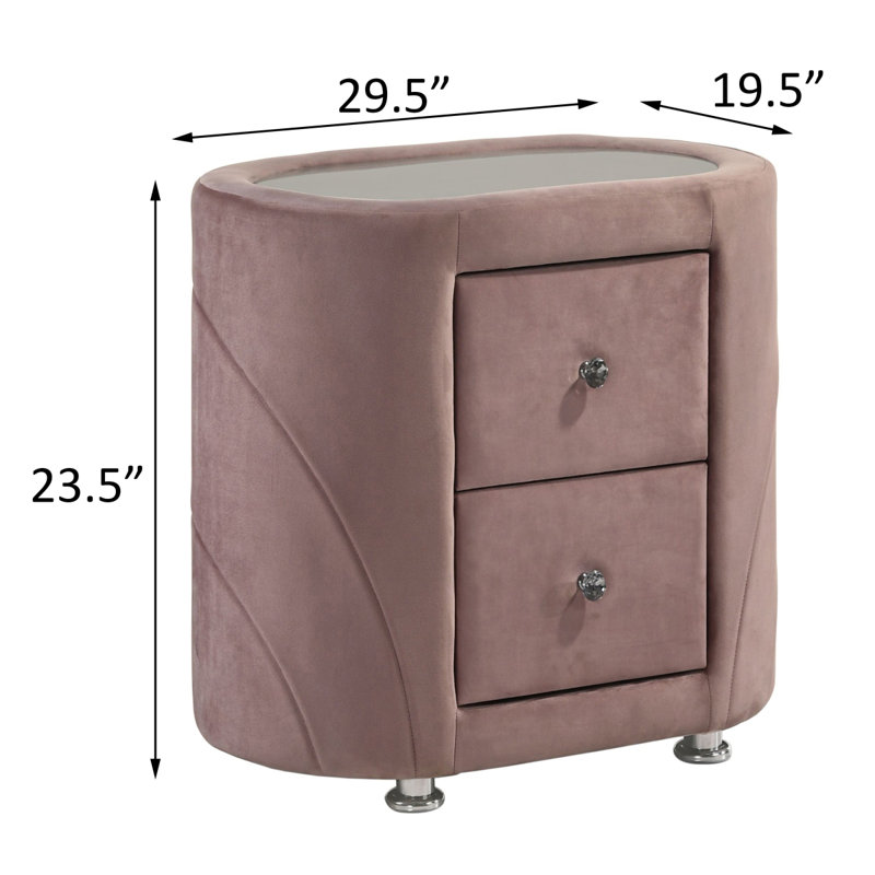 Table de chevet rose rembourrée