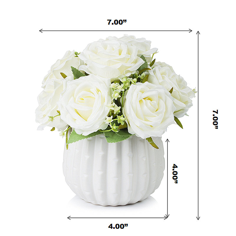 Rose Arrangement in Pot, Cream