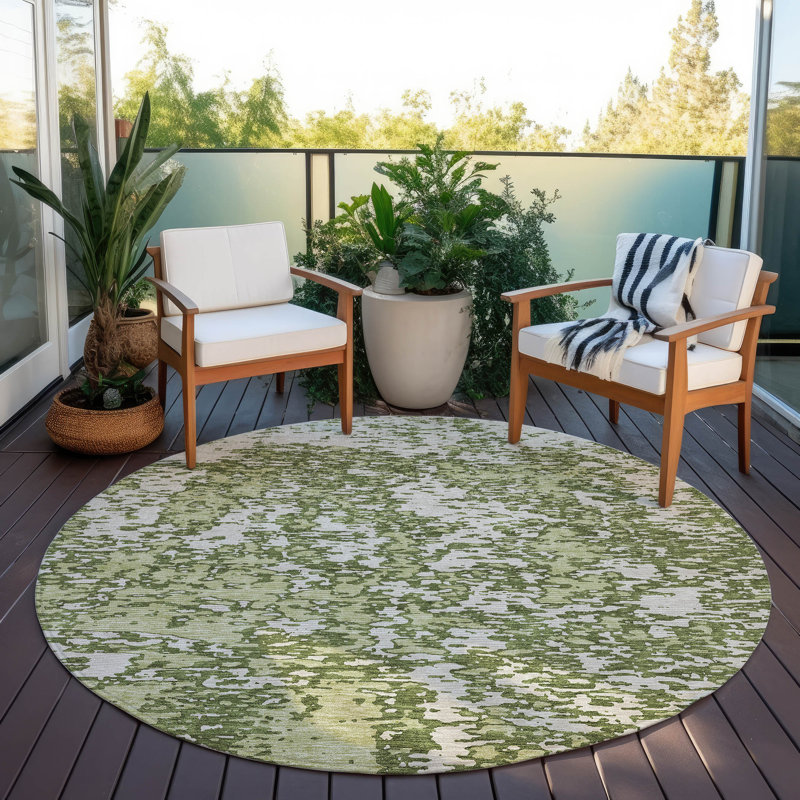 Alegandro Area Rug with Non-Slip Backing, Round 8'