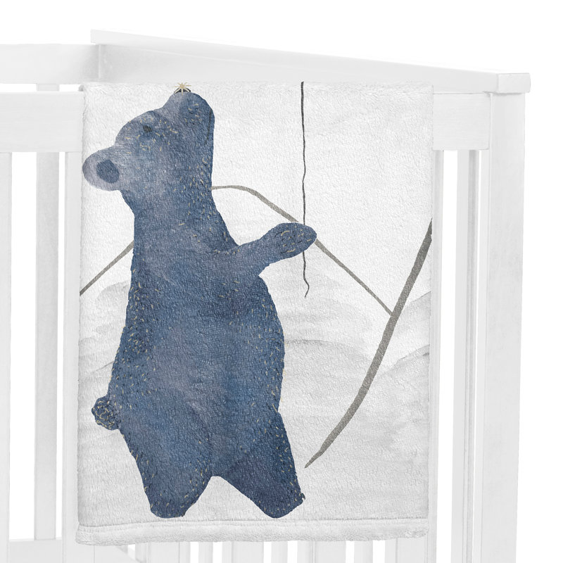 Couverture pour bébé ours et lune en polyester