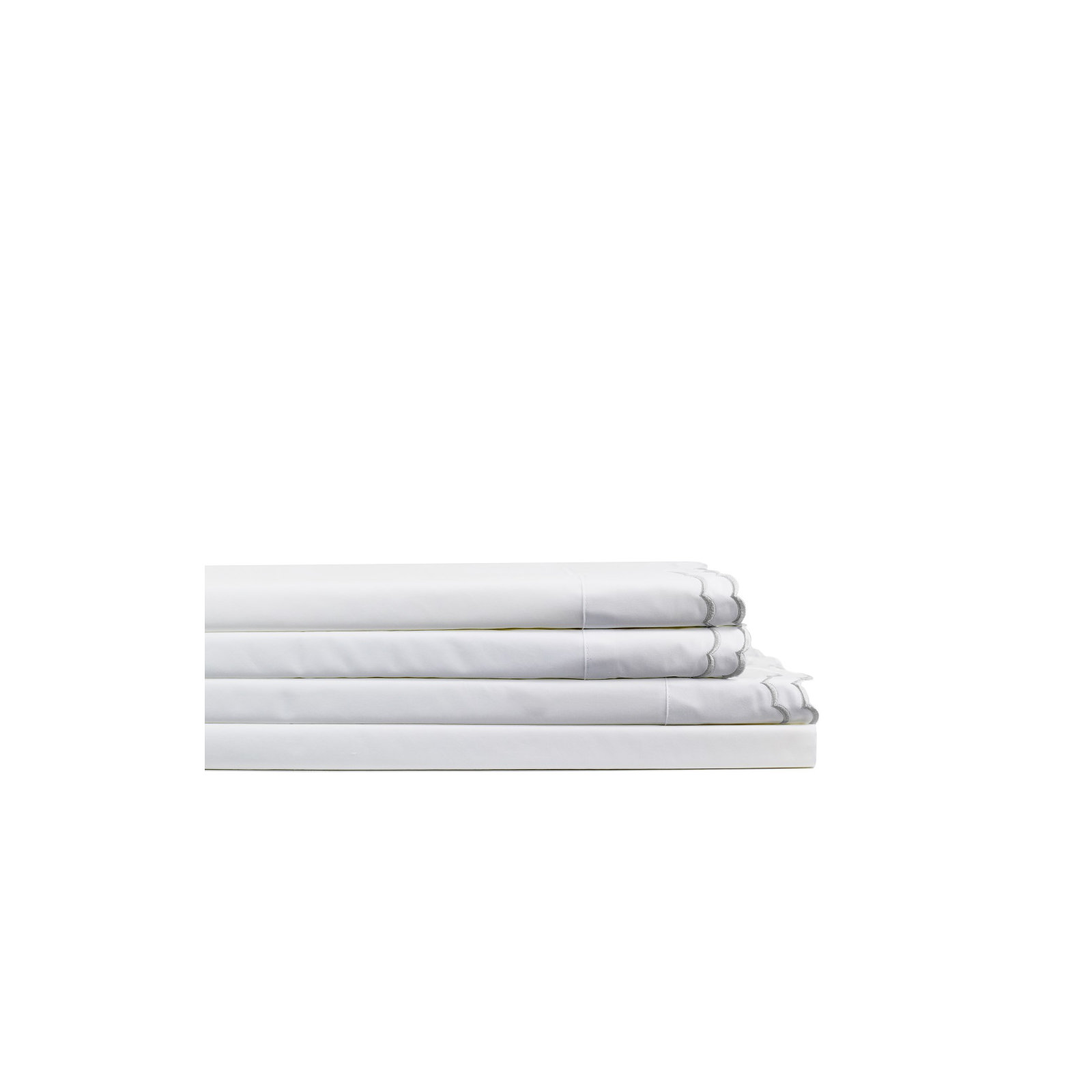 Bara Sheet Set, Queen Sheet Set with 2 Pillowcases, Gray/White