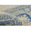 Tapis oriental bleu / ivoire en nylon tissé à la machine Aldona-490324733