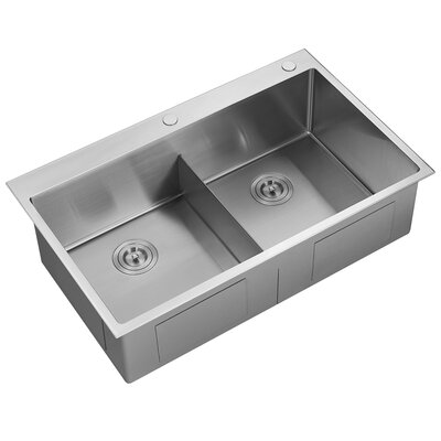 36-in. Double Bowl Drop-in or Undermount Kitchen Sink with Thin Divider -  Serene Valley, DDG3622R