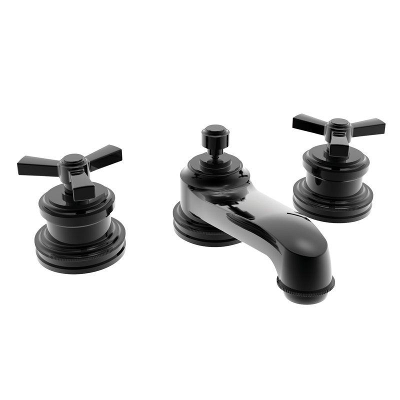 Miro Widespread Bathroom Faucet with Drain Assembly, Gloss Black