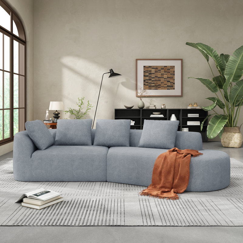Canapé modulaire incurvé moderne Boneless, Gris clair