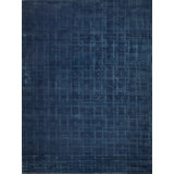 Camora Modern Handmade Silky Nylon Navy Area Rug