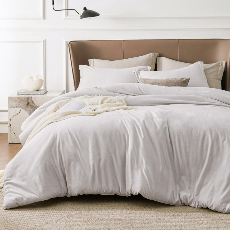 Bedsure Duvet Cover - Super Soft Cationic Dyed Duvet Cover, Twin Duvet Cover + 1 Standard Pillowshame, Heathered Ivory White