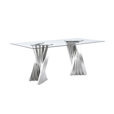 Merrimack Glass Top Metal Base Dining Table