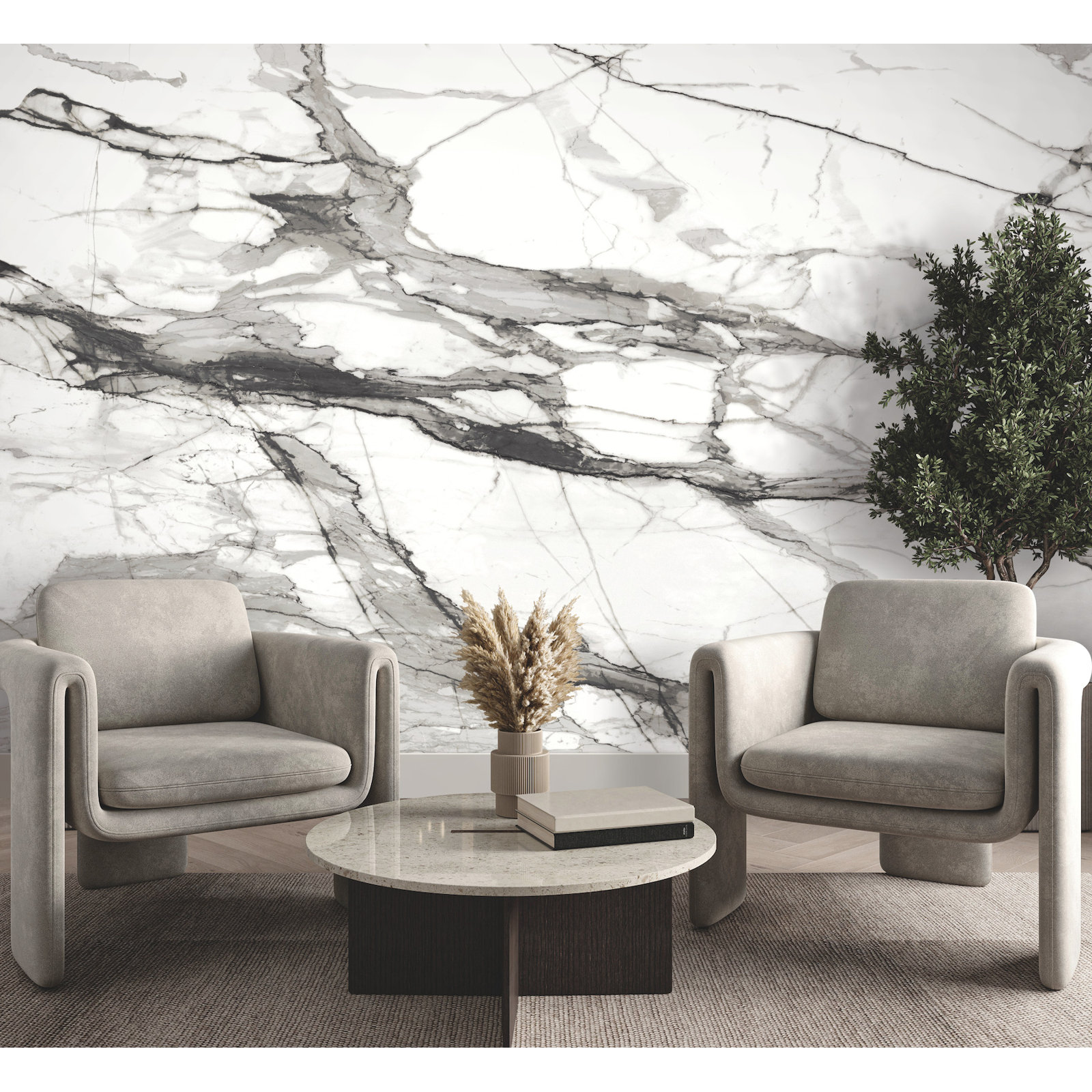 Veola Wall Mural, Black/White