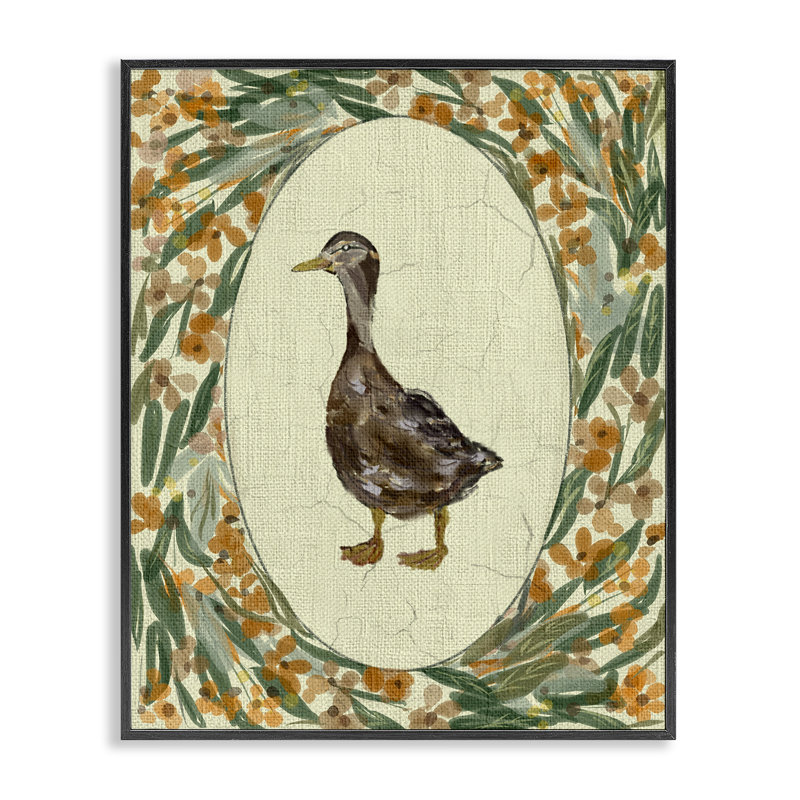 Giclée traditionnelle de style canard, encadrée par Yen, H 14 po x l 11 po, Giclée encadrée noir minuit