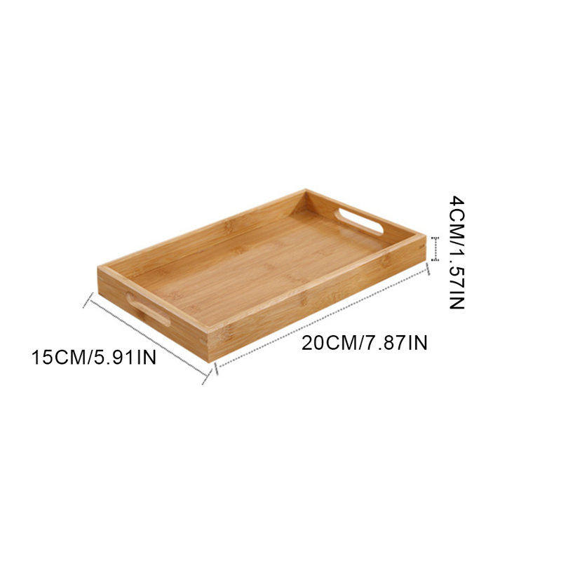 Decorative Serving Tray with Square Handles,Bamboo Breakfast Tray,Serving Platter for Eating,Working,Storing