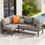 Canapé modulaire de patio en aluminium pour 4 personnes, gris-1224836771