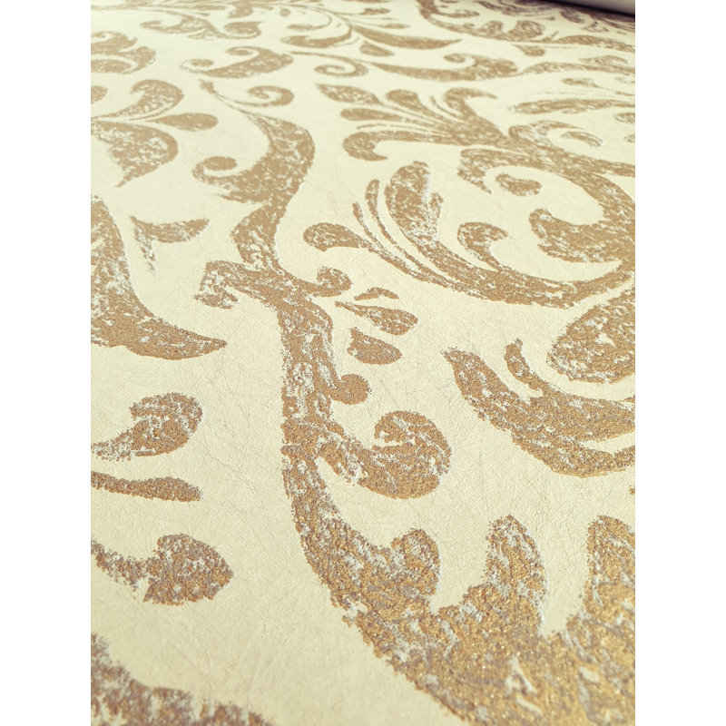 Urban Classics Collection Notting Hill Metallic Loft Damask Wallpaper Roll, Gold
