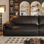 Canapé modulaire noir en cuir véritable-338909451-338909453