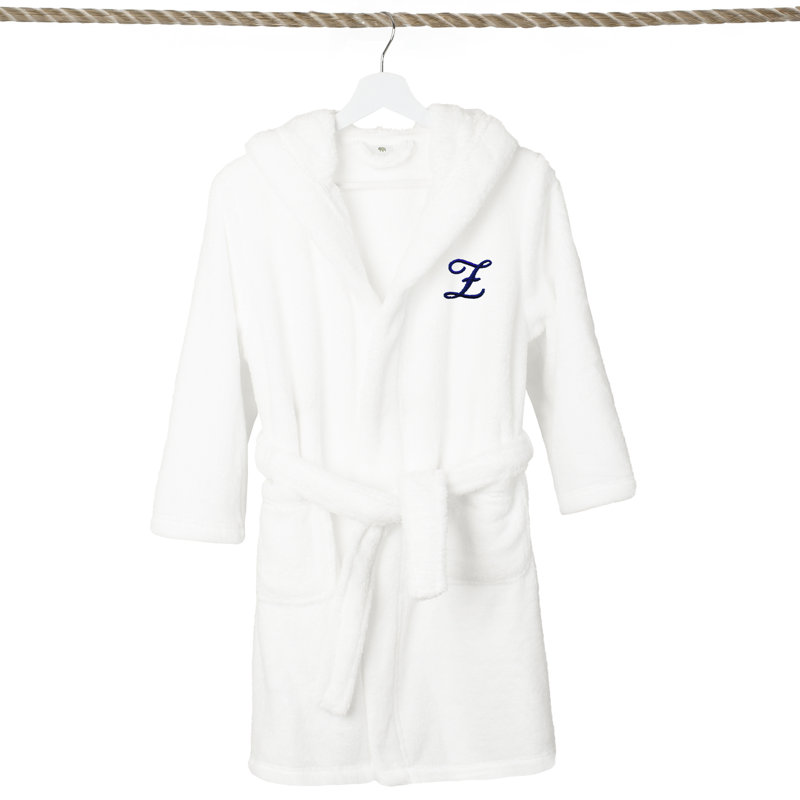 Peignoir en molleton mi-mollet personnalisé pour enfants avec poches et capuche, M, Z