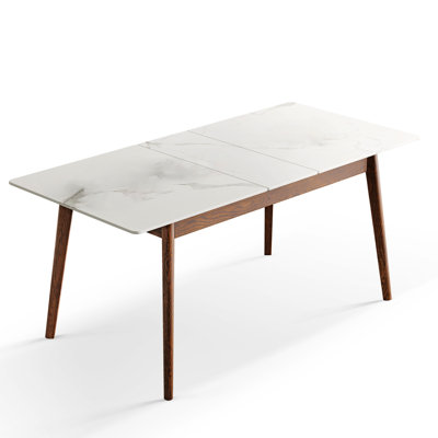 Extendable Solid Oak Dining Table, 1.2 - 1.5m, White Slate, Stable & Attractive Appearance Stylish Table In Oak, 1.5m Extendable, For Kitchen Use