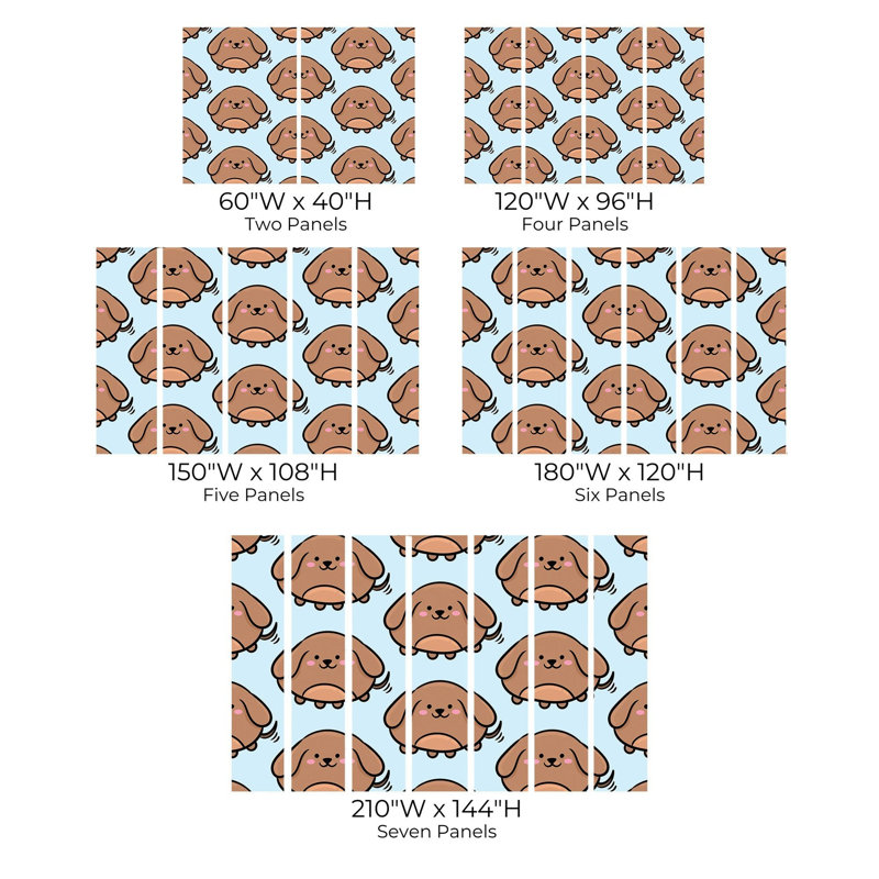 Murale pelez et collez de qualité supérieure - Motif de chiot mignon, L 108 po x l 150 po