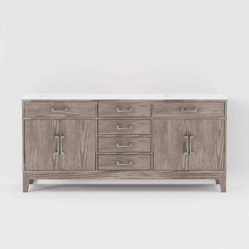 Laurel 72 in W x 22 in D Double Bath Vanity Top, White Cultured Marble, White Oak