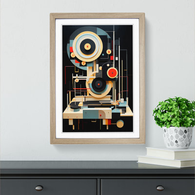XYZ-FRM-V1223-5427 Record Player Dadaism - Single Picture Frame Print on Wood