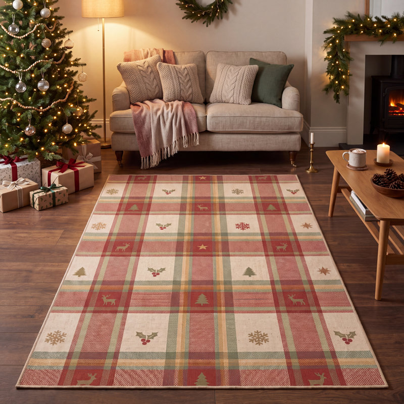 Tapis de Noël moderne Cizre, Rectangle 2 pi 6 po x 3 pi 3 po