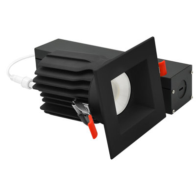 Luxrite 3 po Éclairage encastré à DEL sans cadre avec garniture carrée noire interchangeable, 5CCT, CRI90, 15 / 20W, 1450 / 2100LM, à intensité variable, faisceau de 60 °, calibre humide