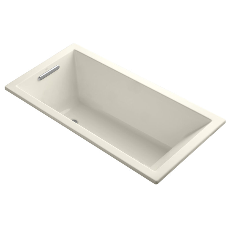 Underscore 60" x 30" Drop-In or Undermount Acrylic Soaking Bathtub with Sloped Backrest, Almond