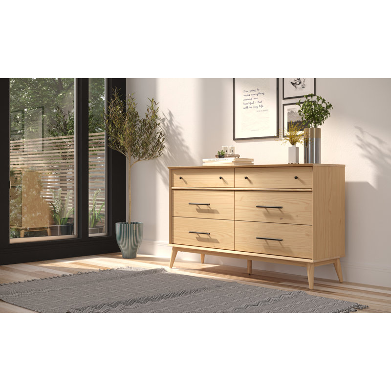 Ashlie 6-drawer double chest of drawers, Honey Oak