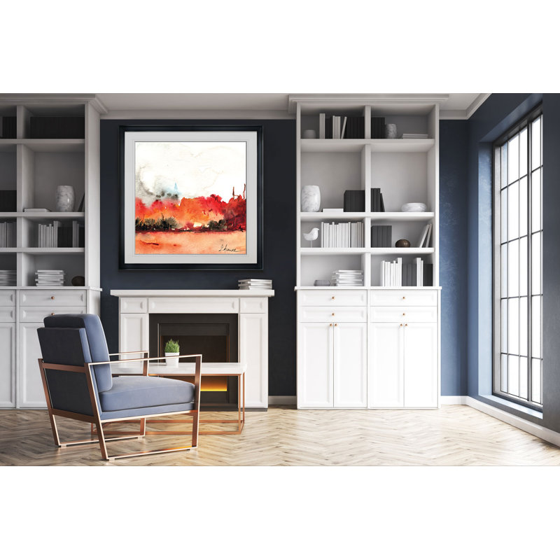 'Acuarela II' Painting, 28" H x 28" W x 1.5" D, Black Framed, White