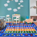 Easy Clean Non-Slip Rubberback Educational Town Traffic Play Kids Bedroom, Playroom Area Rug