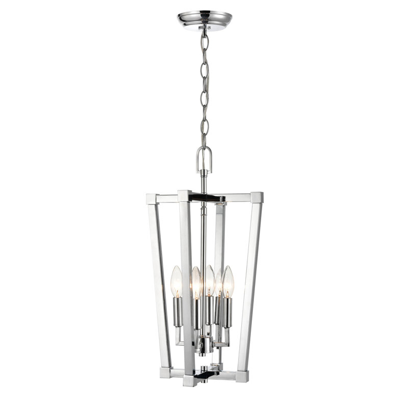Luminaire suspendu lanterne 4 lumières, Chrome