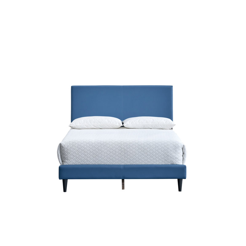 Baron G00704-FB-Full Size Platform Bed , BLUE Faux Leather, Blue, Full
