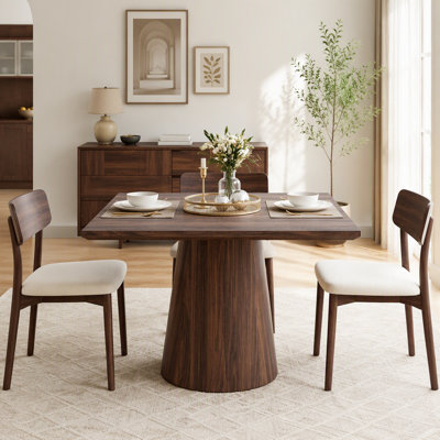 Table de salle à manger carrée de 80 cm (31,5 po) pour 2 à 4 personnes, style moderne du milieu du siècle, avec pied central.