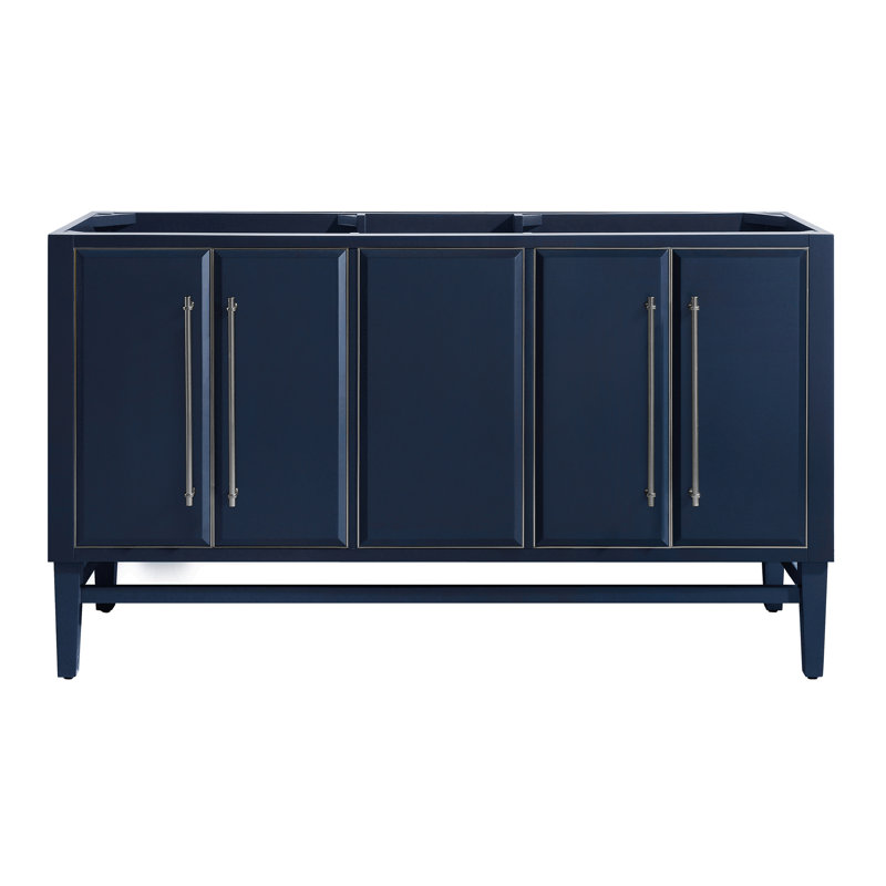 Mason 60'' W Double Bathroom Vanity Base, Gold, Navy Blue