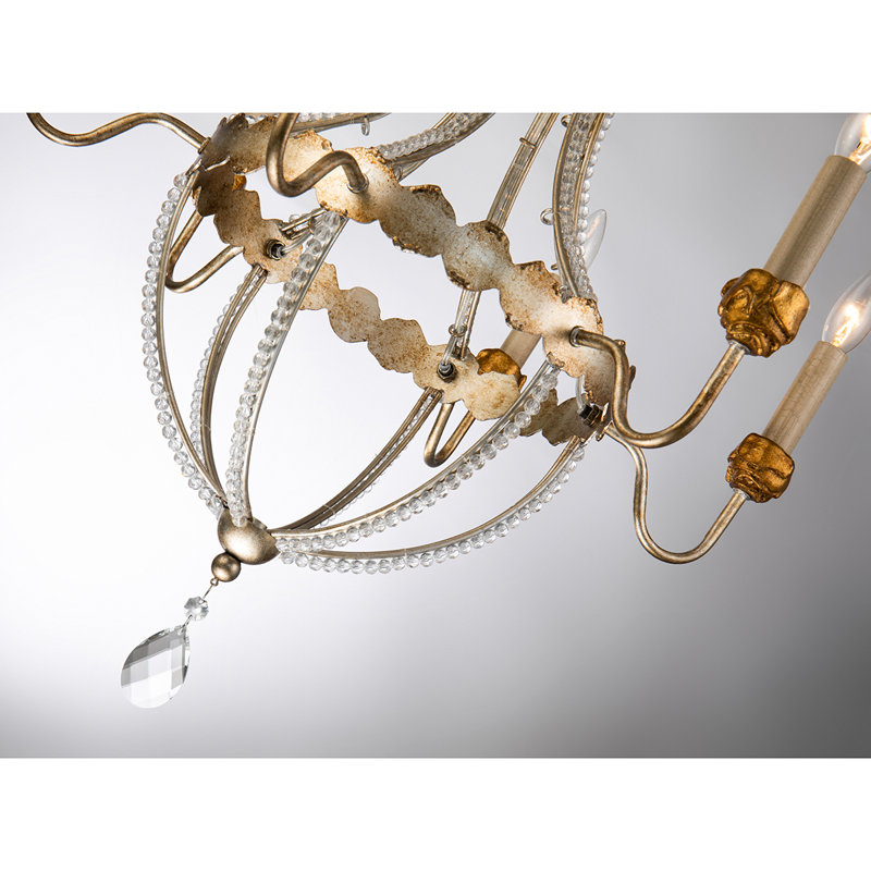6 Light Empire Gold And Silver Chandelier