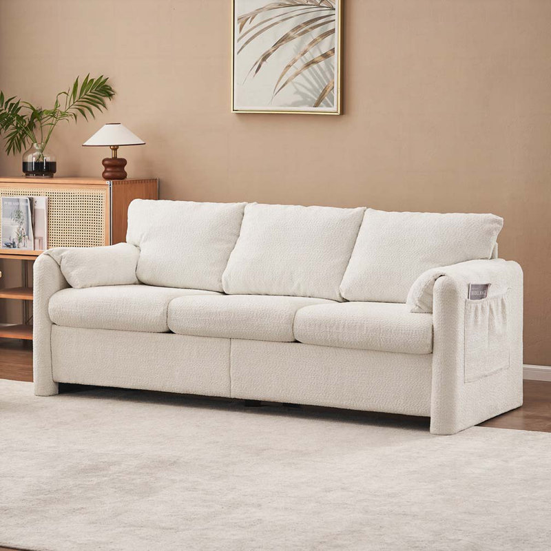 Chenille Fabric 3-Seater Couch, 35.43" H x 76.77" W x 76.77" D, 3