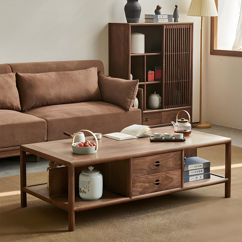 Nouvelle table basse rectangulaire en bois massif de style chinois de 55,12 po