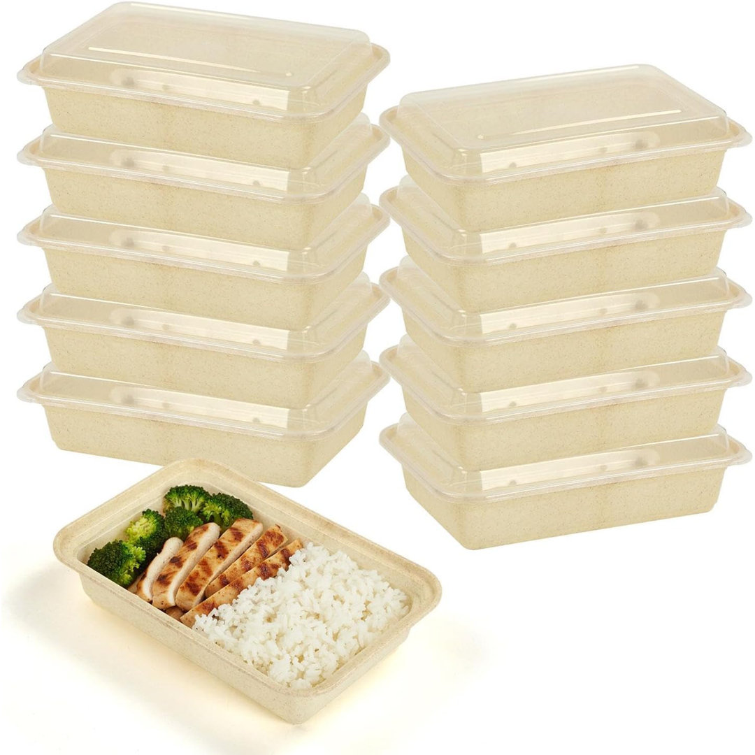 10 Pack Meal Prep Containers 1 Compartment 850Ml (30Oz) – Black Reusable Food Storage Boxes With Lids – Microwave, Freezer & Dishwasher Safe Stackable