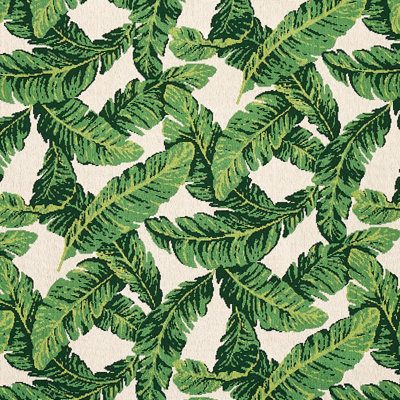 Schumacher Tropical Leaf Épinglé Fabric In Green,ivory