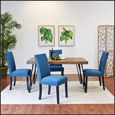 Ensemble de salle à manger 5 pièces avec table à épingle et 4 chaises confortables, pour espaces modernes et compacts