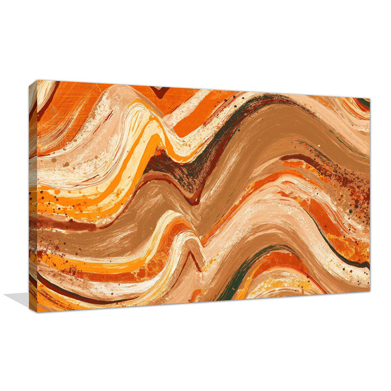 " New Concept Orange Abstract " Painting Print, 18" H x 40" W x 1" D
